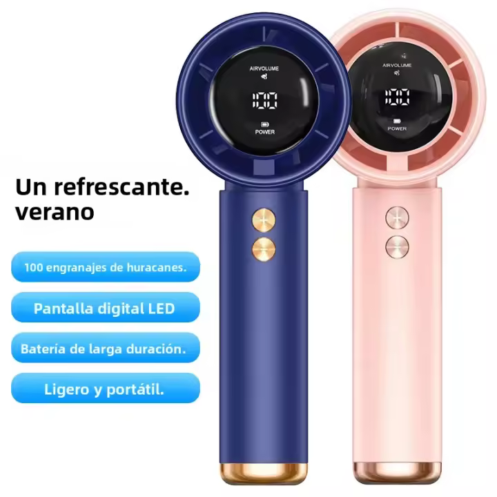Abanico Portátil 2025 100 Velocidades Turbo Refrigeración Ajustable Recargable Mini Abanico Con LED Pantalla De Energía Para Exteriores - 1