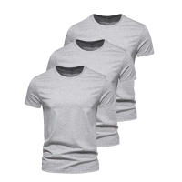 3Pcs Camiseta De Hombre Estilo Slim Fit Cuello Redondo Diseño De Moda Sólida Manga Corta Transpirable Y Secado Rápido Para Uso Diario Verano - details 7