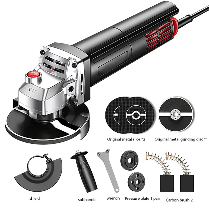 Amoladora Angular Eléctrica, 1100W, 11000RPM, 100mm, Herramienta eléctrica para esmerilar, cortar, pulir y cortar para PVC, madera, Máquina pulidora doméstica, máquina cortadora, 35 dics - 1