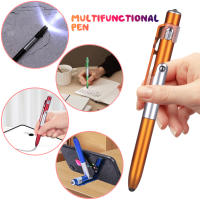 Bolígrafo De Bola Multifuncional 4 En 1 Con Luz LED Y Soporte Plegable Para Teléfono Para Oficinistas Tinta Negra Para Escritorio - details 3
