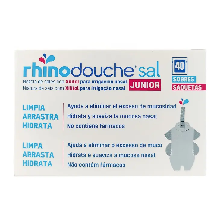 Rhinodouche Sal Junior 40 Sobres - Solución Salina con Xilitol Para Irrigación Nasal - 1