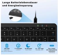 Teclado inalámbrico Bluetooth Qulose, miniteclado recargable tipo C, diseño ergonómico ultrafino, disposición QWERTZ alemán, compatible con Android/iOS/Windows 11/10/8, color negro - details 4