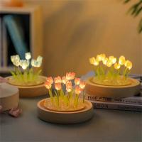 Lámpara De Noche Artificial De Tulipán Hecho a Mano Para Decoración De Habitación Regalo De Cumpleaños Y Navidad Lámpara De Mesa LED Para Fiestas Y Aniversarios - details 2