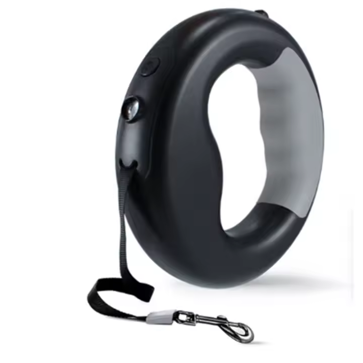 Correa retráctil automática con luz LED para perro, Accesorio luminoso para mascotas, color negro, novedad - 1