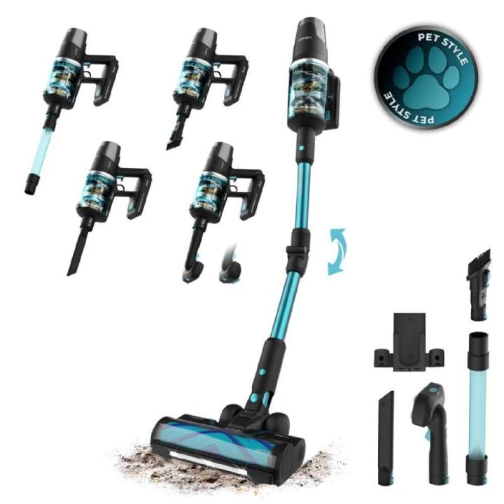 Cecotec Aspiradora Escoba sin Cable Conga Rockstar RX50 Pet Flex. 300AW, 750W, 30kPa, Motor Alto Rendimiento, Cepillo Hairless XL, Autonomía 90mins en Modo Eco, Tubo Flex, Luz LED y Cabezal Mascotas