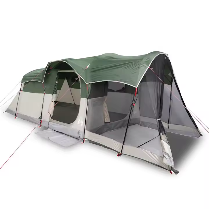 vidaXL Tienda de campaña familiar túnel 8 personas impermeable verde - 1