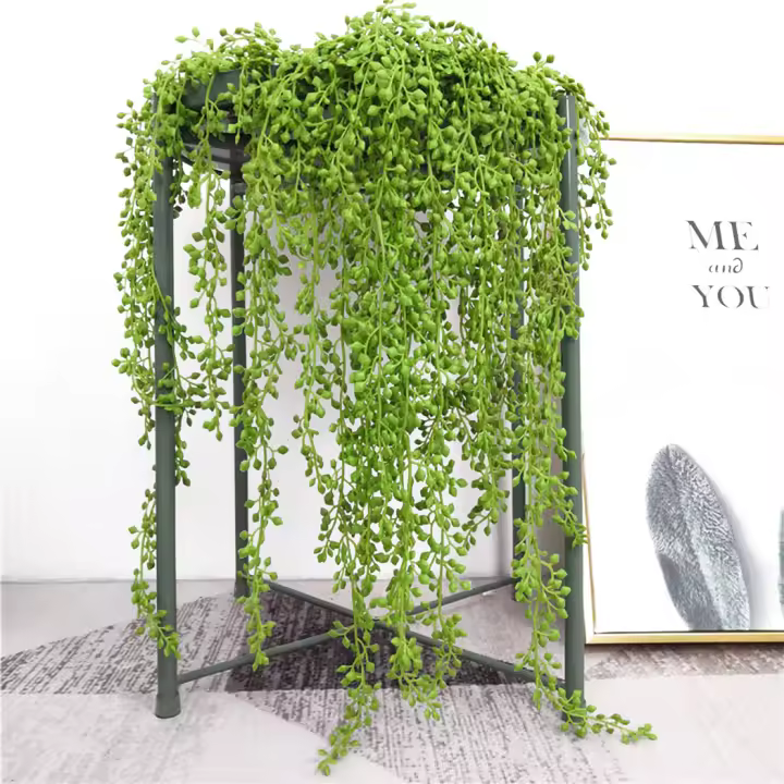 Vine Artificial De Plástico Hojas Verdes Rama De Rotan Para Decoración De Jardín Y Hogar Vines Colgantes Para Exterior - 1