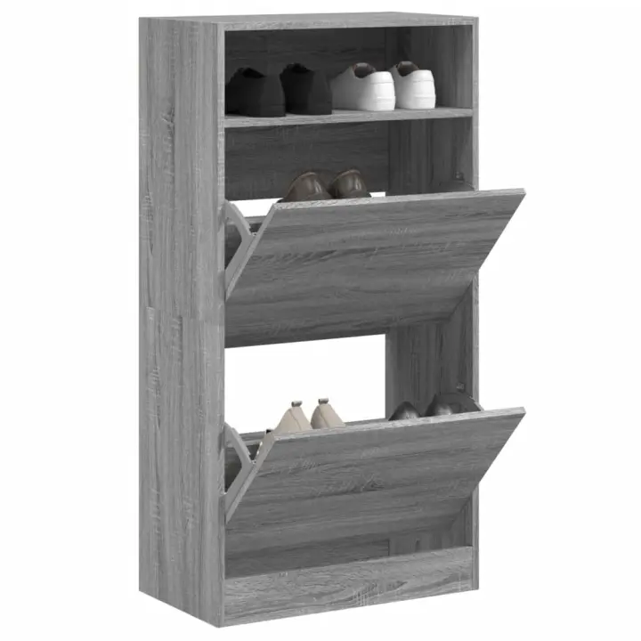 vidaXL Zapatero de madera de ingeniería gris Sonoma 60x34x116 cm - 1