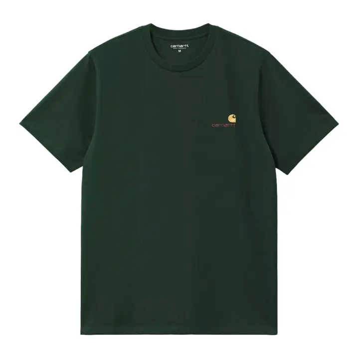Camiseta Verde Carhartt American Script T-Shirt Conifer de Corte Holgado - 1