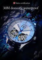 Reloj Mecánico Para Hombre AILANG Auténtico Resistente Al Agua Con Tourbillon Calendario Y Dial Skeleton En Cuero Y Acero Inoxidable - details 0