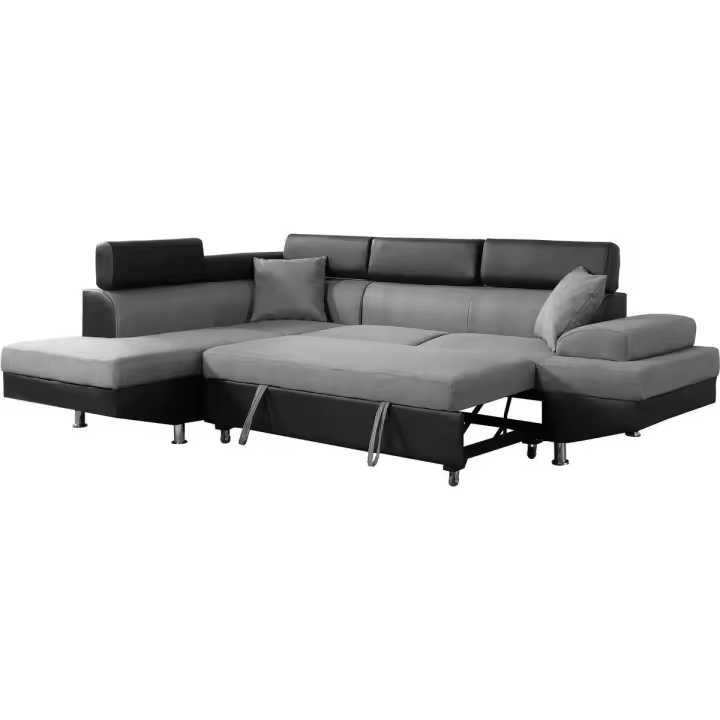 Sofá esquinero "Sophia luxe" - Negro/ Gris - Esquina izquierda - 1