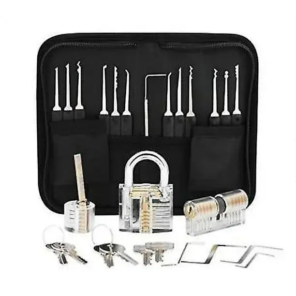 Kit de selección de cerradura, kit de selección de cerradura de 25 piezas, herramientas de práctica con 3 Locks_aa claros - 1