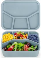 Fiambrera de silicona con 4 compartimentos, hermética, irrompible, con compartimentos para guardar alimentos, apta para adultos y niños, sin BPA, apta para horno y lavavajillas. - details 1