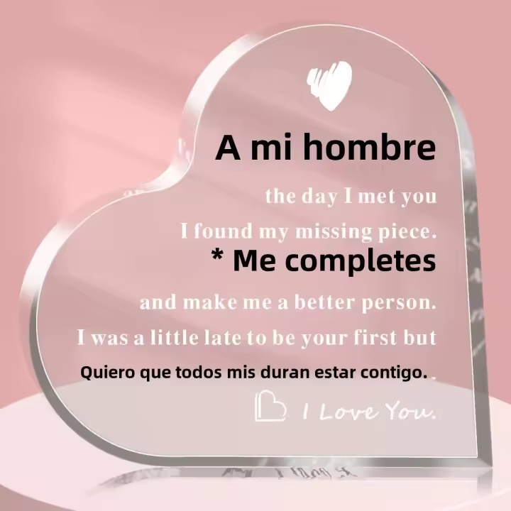 Regalo De Cumpleaños Para Mi Hombre En Forma De Corazón Acrílico Transparente 1PC Placa De Aniversario Para Novio O Marido Regalo De San Valentín - 1