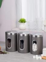 Juego De 1/3 Piezas De Botella De Almacenamiento De Acero Inoxidable Para Café Molido Té Semillas De Grano Azúcar Sellado Antipolvo Para La Cocina - details 4