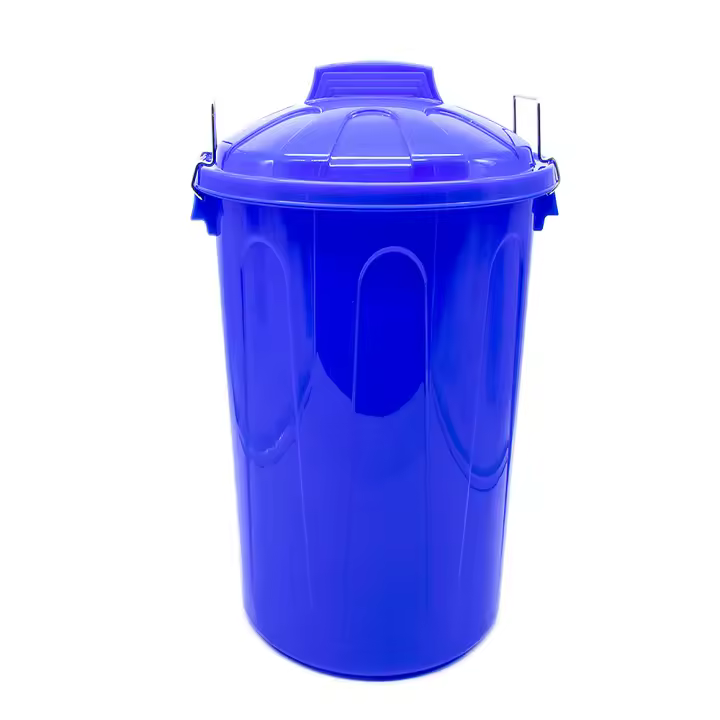 CABLEPELADO Cubo de Basura con tapa, Cubo basura Industrial, Cubo basura Plástico con asas metálicas, Contenedor residuos, 55 cm alto x 44 cm Diámetro superior, Capacidad 51 Litros, Azul - 1