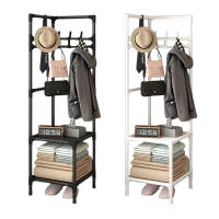 LUTODY - Perchero de pie, Zapatero, Compacto de varios niveles, Organizador esquinero de prendas y zapatos, Vertical, Tubo metal, Vestidor portátil para recibidor, Entrada auxiliar, Sala de estar, Salón, Ligero y resistente - details 0