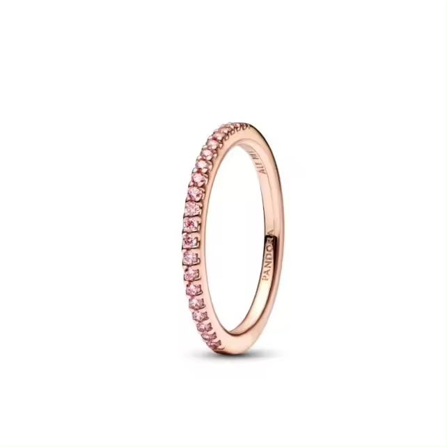 PANDORA Anillo Brillante Simple en Oro Rosa Exquisito Apilable 520, Regalo de San Valentín para Novia 182999C01 - 1