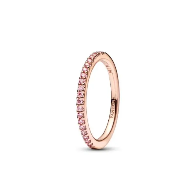 PANDORA Anillo Brillante Simple en Oro Rosa Exquisito Apilable 520, Regalo de San Valentín para Novia 182999C01 - 1