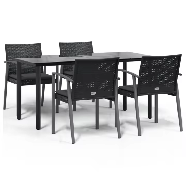 vidaXL Juego comedor jardín 5 piezas y cojines ratán sintético y acero - 1