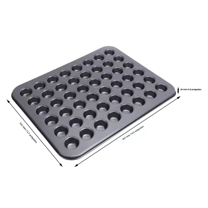 Molde Para Cupcakes Redondos Mini 48 Piezas Horno a Gas Y Eléctrico Antiadherente De Acero Carbono Uso En Cocina Y Hogar - 1