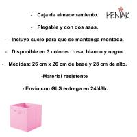 Caja de almacenamiento tela rigida plegable con asas solucion almacenaje salon dormitorio baño juguetes libros ropa color blanco negro rosa - details 1