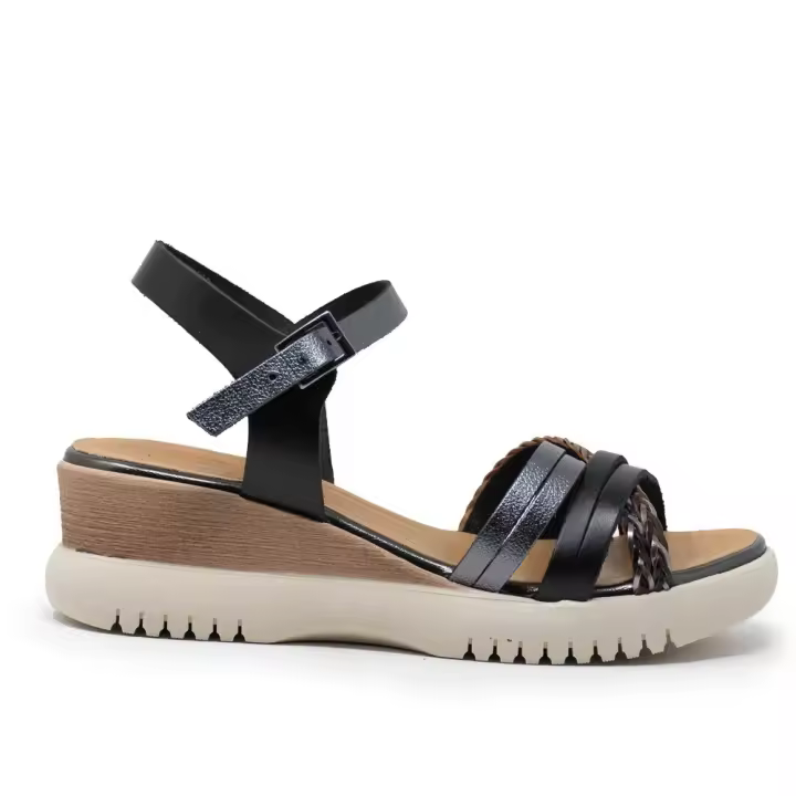 PORRONET 3156-109 Sandalias plataforma mujer 35861 25V SANDALIA TIRAS PLATAFORMA NEGRO PLOMO - 1