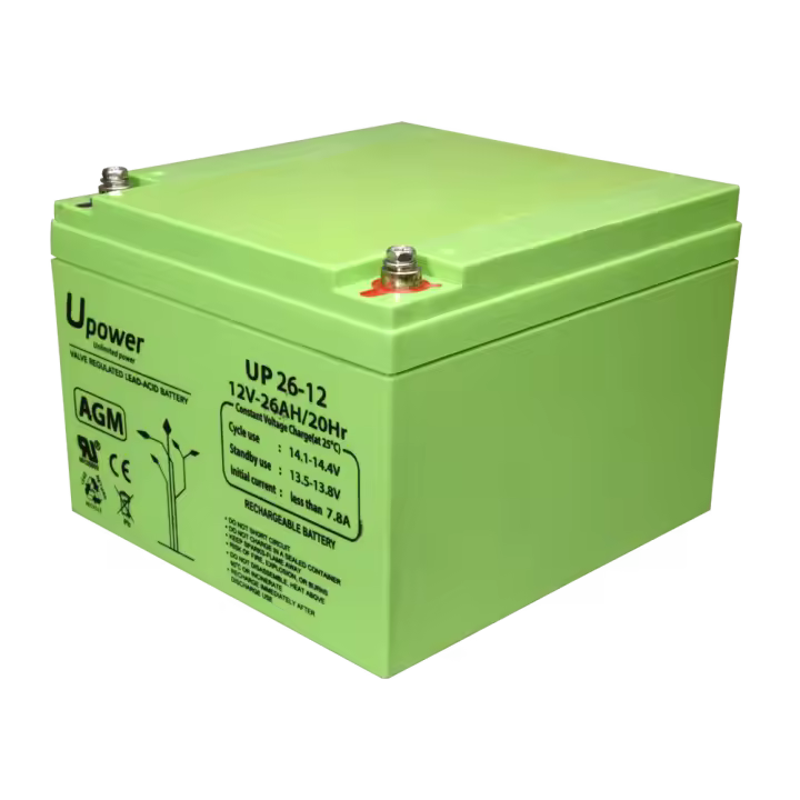 Upower - Baterí­a recargable - Tecnologí­a plomo ácido AGM - Voltaje 12 V - Capacidad 26.0 Ah - 125 x 166.5 x 175 / 8440 g - Para respaldo o uso directo - 1