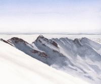 Cuadro decorativo paisaje horizontal "SIERRA NEVADA II"  grande 120x85 130x90 140x100 Acuarela lienzo Alta Calidad Nieve Montaña Paisaje Azul marrón blanco Arte Contemporáneo Salón Despacho Dormitorio  Ref ANA DURAN A 080 - details 0