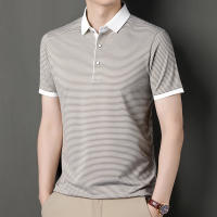 Camisa Polo De Punto Para Hombre 2024 Con Estampado De Rayas Algodón Transpirable Y Cómoda Para Negocios Casual Estilo Moderno - details 13