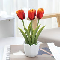 Bonsái Artificial De Tulipán Con Maceta Decoración Para Oficina Hogar Balcón Regalo De Boda Fiesta Adorno Externo Interior - details 9