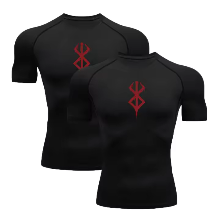2pcs Camiseta De Compresión Anime Berserk Guts Para Hombres Sudadera De Gimnasio Deportiva Secado Rápido Tops De Performance - 1