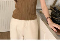 Top De Hombros Descubiertos Para Mujer Verde Tejido Basic Casual O-Neck Sin Mangas Alta Estiramiento Ajuste Slim Para Verano - details 23
