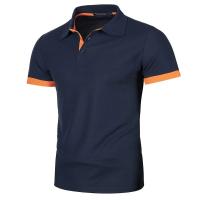 Camisa Polo Para Hombre Verano Manga Corta Ligera Con Cuello Redondo Estilo Callejero Transpirable Top Sólido De Negocios Básico - details 4