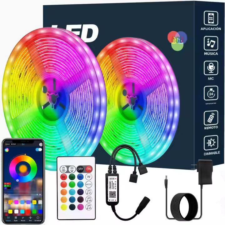 Tira De Luces LED RGB3535 24V/0.5A Control APP Con Remote De 24 Teclas Sync Musica 105Pies/32M Decoración De Fiestas 16 Lámparas Por Metro - 1