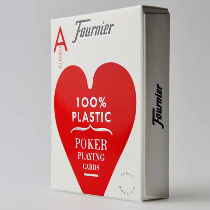 Baraja de Poker Fournier 100% Plástico - Indices Jumbo - 55 Cartas - Trasera Roja - 1