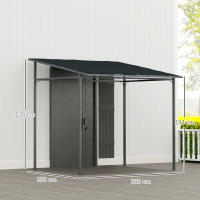 Outsunny Pérgola de Pared 2,4x2,4 m Cenador de Jardín con Techo Inclinado Protección UV 30+ Impermeable y Marco de Metal para Patio Terraza Balcón - details 2