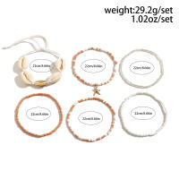 Ingemark 6Pcs/Set Pulseras De Cuentas Boho Para Mujer Anillo De Tobillo Elástico Con Colgante De Estrella De Kpop Joyería De Playa Verano Regalo Geométrico - details 2