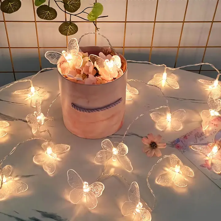 Luz LED De Mariposa 1.5/3/6M Para Exterior Y Interior Decoración De Fiestas Y Bodas Lámpara Nocturna Para Habitaciones Cortinas Regalo Para Niñas Decoración De Cumpleaños Y Boda - 1