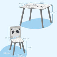 ZONEKIZ Mesa y Sillas Infantiles de 3 Piezas Mesa Infantil con 2 Sillas Juego de Muebles para Actividades para Niños de 3-8 Años para Dormitorio Sala de Juegos Gris y Blanco - details 2