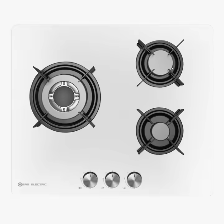 Encimera de Gas 60 cm 3 fuegos Cristal blanco EMH363CGBW - 1