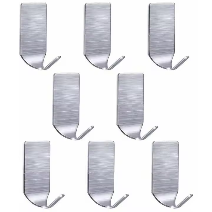 Gancho tipo 8 Uds. Gancho autoadhesivo para toallas, toallero de acero inoxidable, gancho de pared para cocina, Carivent para baño - 1