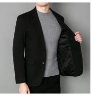 Chaqueta De Lana Elegante Para Hombre Estilo Coreano Británico Versión Sencilla De Color Sólido Para Bodas Y Trabajo Chaqueta De Negocios Con Mangas Largas - details 18
