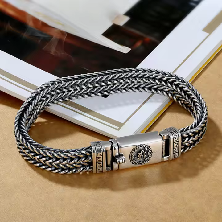 Pulsera Hacerse Tejer Para Hombres Estilo Chino Retro Creativo Joyería Moda Pulsera De Cadena Y Enlace Metálica Aleación De Cobre Y Aluminio Geométrica Vintage - 1