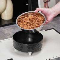 Tazón De Agua Con Ondas Para Mascotas Acero Inoxidable Estilo Moderno Y Sencillo Tazón De Comida Y Agua Para Gatos Interiores Forma Redonda - details 2