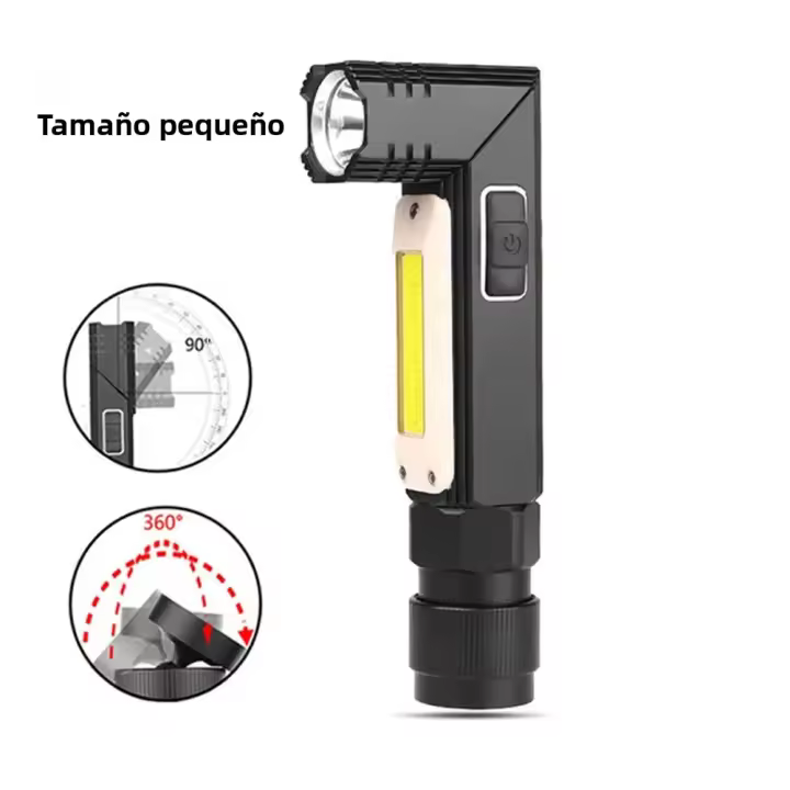 Linterna LED COB Portátil Recargable USB Con Luz Magnética 90° Para Camping Impermeable Con Fuente De Luz LED Y Modo STROBE - 1