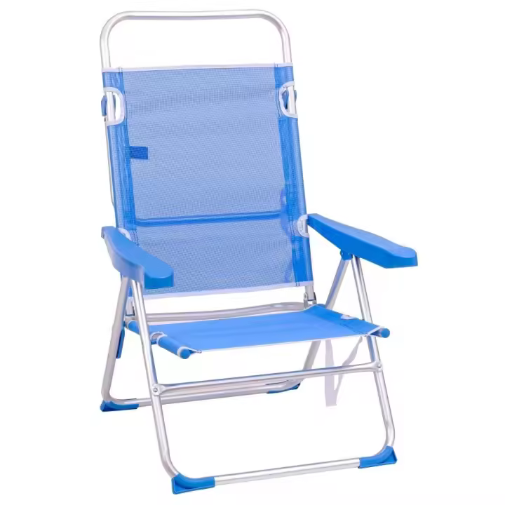 Silla de playa alta plegable y reclinable de 4 posiciones de aluminio y textileno Lola Home - 1