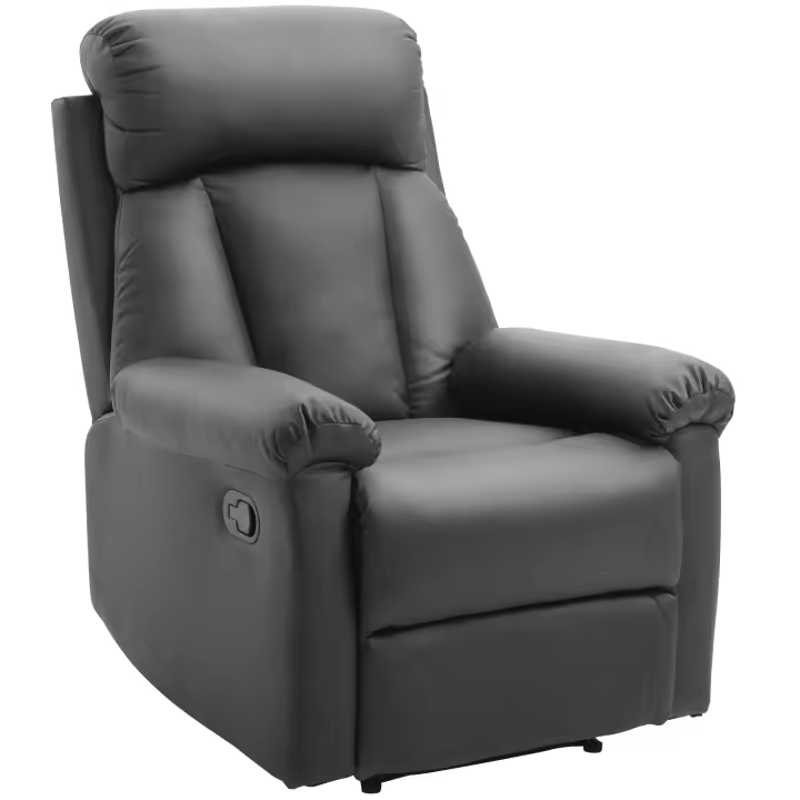 HOMCOM Sillón Relax Reclinable Tapizado en PU Butaca de Salón con Reposapiés Retráctil Respaldo Alto Resposabrazos para Dormitorio 80x97x107 cm - 1