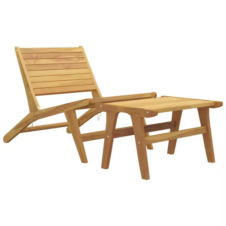 Silla de Jardín con reposapiés de Madera de Teca - 1