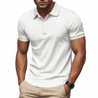 Polo de manga corta con solapa elástica de seda helada de secado rápido para hombre de verano americano - details 1